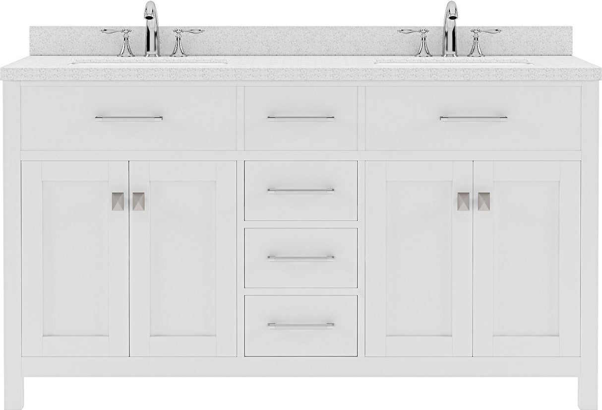 Virtu USA Caroline 60" Double Bath Vanity in Espresso with Dazzle White Top and Square Sink - Luxe Bathroom Vanities