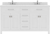 Virtu USA Caroline 60" Double Bath Vanity in Espresso with Dazzle White Top and Square Sink - Luxe Bathroom Vanities