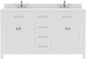 Virtu USA Caroline 60" Double Bath Vanity in Espresso with Dazzle White Top and Square Sink - Luxe Bathroom Vanities