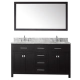 Virtu USA Caroline 60" Double Bath Vanity with Marble Top and Round Sink with Brushed Nickel Faucet and Mirror - Luxe Bathroom Vanities