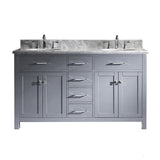 Virtu USA Caroline 60" Double Bath Vanity with Marble Top and Round Sink - Luxe Bathroom Vanities