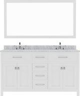 Virtu USA Caroline 60" Double Bath Vanity with Marble Top and Round Sink with Mirrors - Luxe Bathroom Vanities