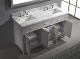 Virtu USA Caroline 60" Double Bath Vanity Marble Top and Square Sinks with Matching Mirror