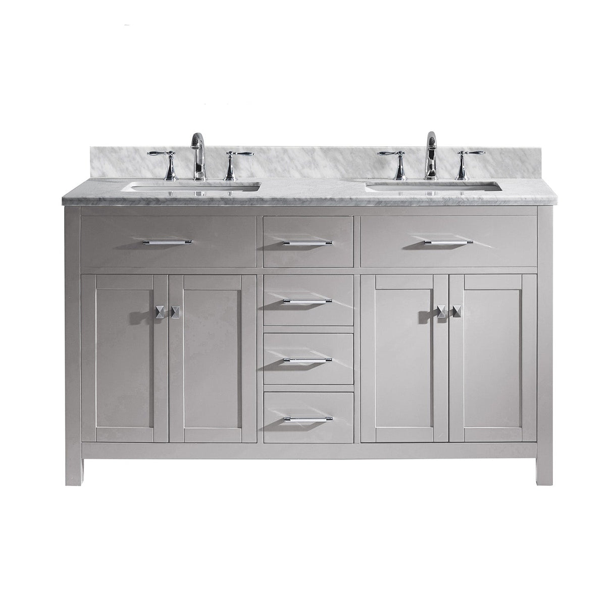 Virtu USA Caroline 60" Double Bath Vanity with Marble Top and Square Sink - Luxe Bathroom Vanities Luxury Bathroom Fixtures Bathroom Furniture