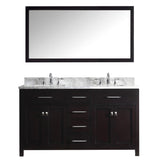 Virtu USA Caroline 60" Double Bath Vanity with Marble Top and Square Sink with Brushed Nickel Faucet and Mirror - Luxe Bathroom Vanities