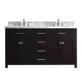 Virtu USA Caroline 60" Double Bath Vanity with Marble Top and Square Sink - Luxe Bathroom Vanities