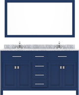 Virtu USA Caroline 60" Double Bath Vanity Marble Top and Square Sinks with Matching Mirror - Luxe Bathroom Vanities