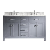 Virtu USA Caroline 60" Double Bath Vanity with Marble Top and Square Sink - Luxe Bathroom Vanities