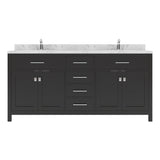 Virtu USA Caroline 72" Double Bath Vanity in Cashmere Gray with White Quartz Top and Round Sinks - Luxe Bathroom Vanities