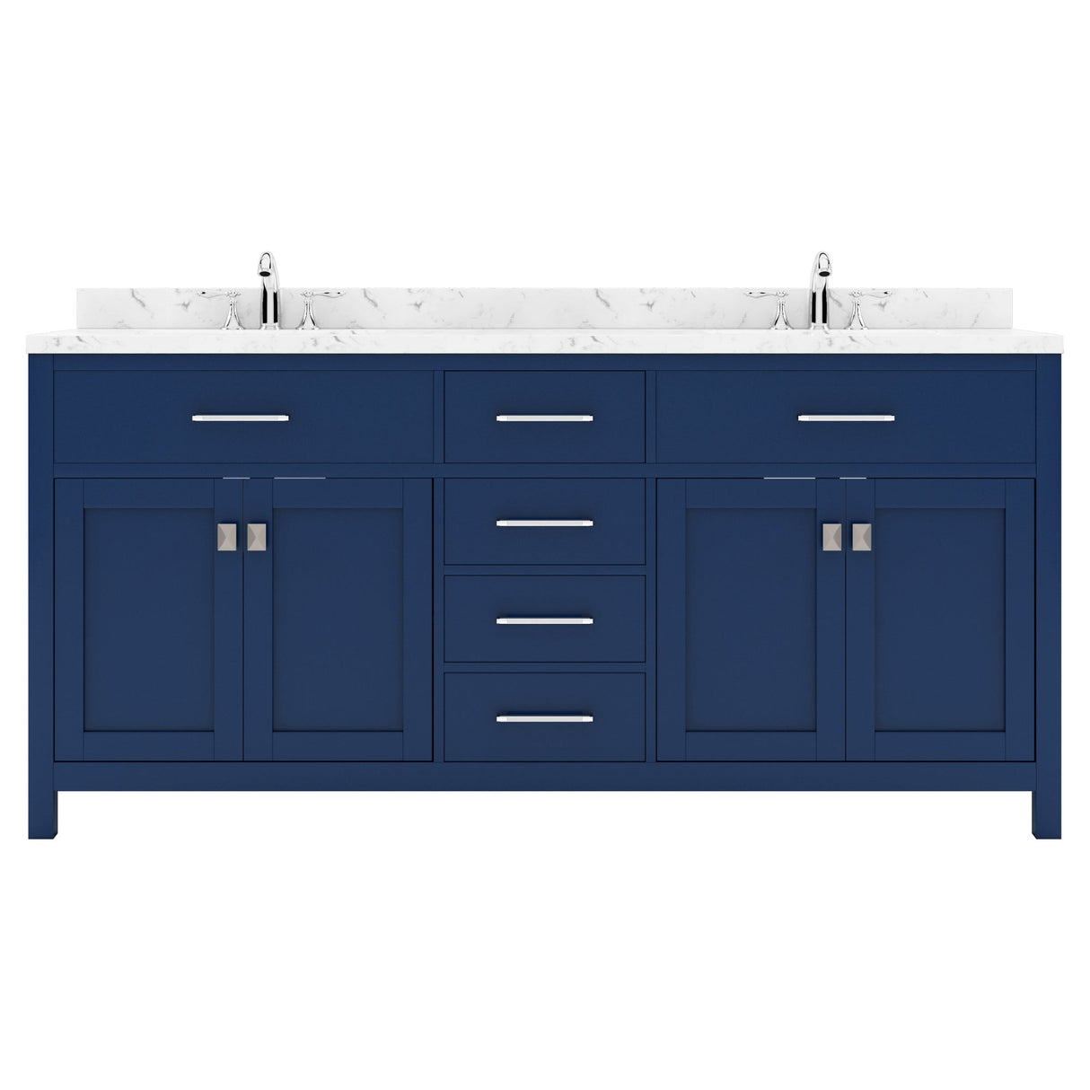 Virtu USA Caroline 72" Double Bath Vanity in Cashmere Gray with White Quartz Top and Round Sinks - Luxe Bathroom Vanities