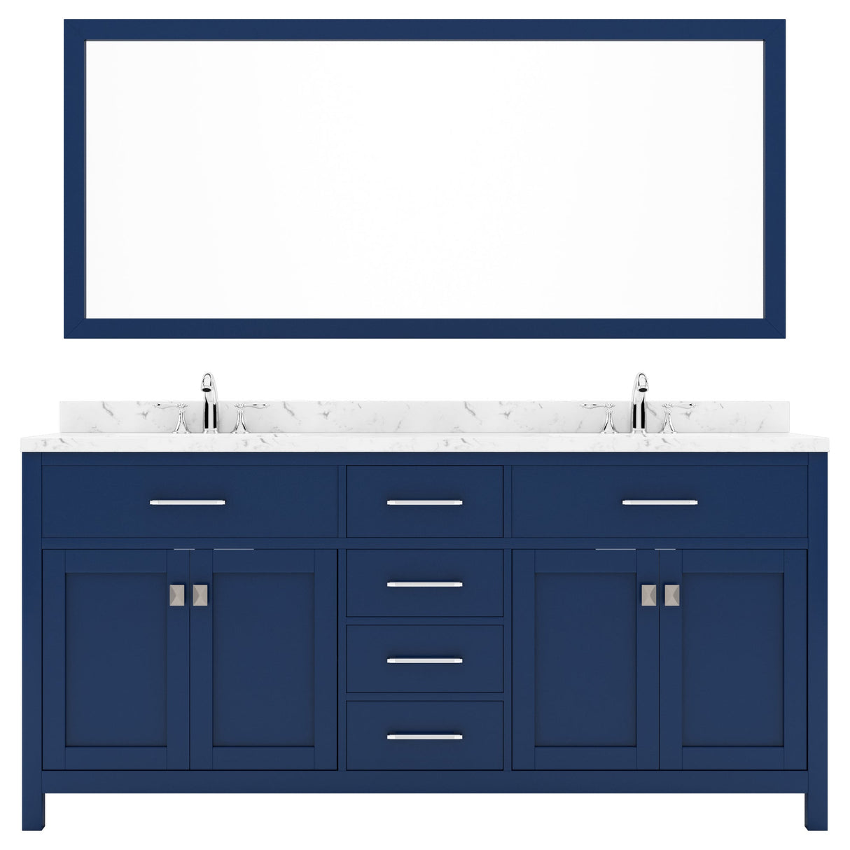 Virtu USA Caroline 72" Double Bath Vanity in Cashmere Gray with White Quartz Top and Round Sinks with Brushed Nickel Faucets with Matching Mirror - Luxe Bathroom Vanities