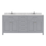 Virtu USA Caroline 72" Double Bath Vanity in Cashmere Gray with White Quartz Top and Round Sinks - Luxe Bathroom Vanities