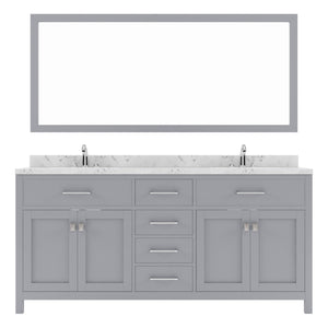 Virtu USA Caroline 72" Double Bath Vanity in Cashmere Gray with White Quartz Top and Round Sinks with Brushed Nickel Faucets with Matching Mirror - Luxe Bathroom Vanities