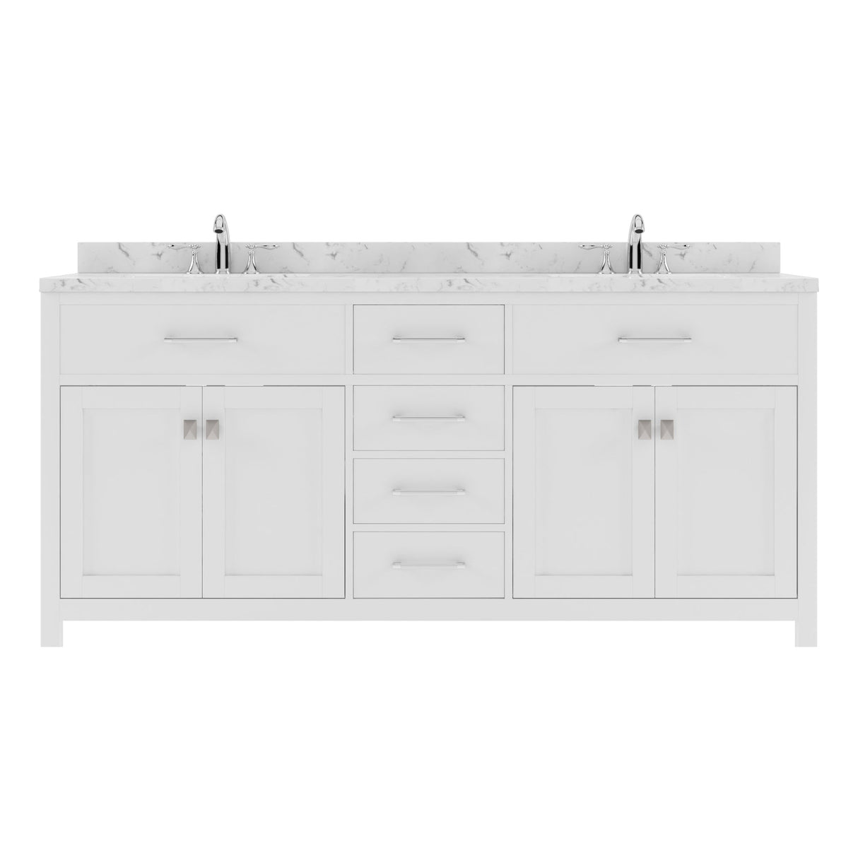 Virtu USA Caroline 72" Double Bath Vanity in Cashmere Gray with White Quartz Top and Round Sinks - Luxe Bathroom Vanities