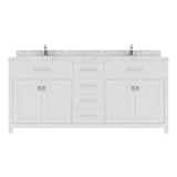 Virtu USA Caroline 72" Double Bath Vanity in Cashmere Gray with White Quartz Top and Round Sinks - Luxe Bathroom Vanities