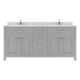 Virtu USA Caroline 72" Double Bath Vanity with White Quartz Top and Square Sinks with Matching Mirror