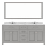 Virtu USA Caroline 72" Double Bath Vanity in Cashmere Gray with White Quartz Top and Square Sinks with Matching Mirror - Luxe Bathroom Vanities