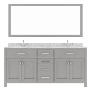 Virtu USA Caroline 72" Double Bath Vanity in Cashmere Gray with White Quartz Top and Square Sinks with Matching Mirror - Luxe Bathroom Vanities