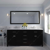 Virtu USA Caroline 72" Double Bath Vanity with White Quartz Top and Square Sinks with Polished Chrome Faucets with Matching Mirror