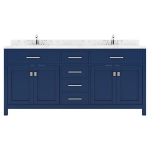 Virtu USA Caroline 72" Double Bath Vanity in Cashmere Gray with White Quartz Top and Square Sinks - Luxe Bathroom Vanities