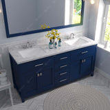 Virtu USA Caroline 72" Double Bath Vanity with White Quartz Top and Square Sinks with Matching Mirror