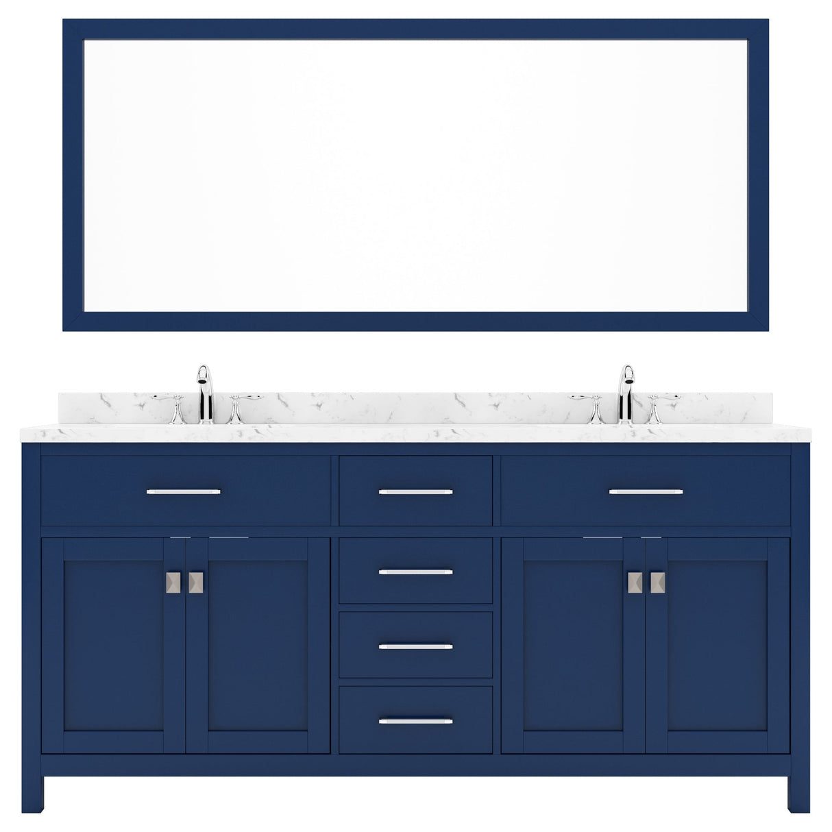 Virtu USA Caroline 72" Double Bath Vanity in Cashmere Gray with White Quartz Top and Square Sinks with Matching Mirror - Luxe Bathroom Vanities