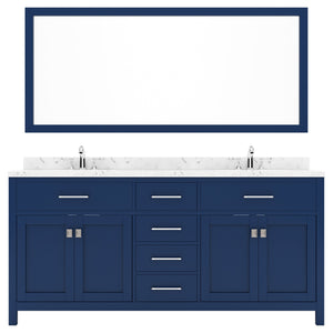 Virtu USA Caroline 72" Double Bath Vanity in Cashmere Gray with White Quartz Top and Square Sinks with Matching Mirror - Luxe Bathroom Vanities