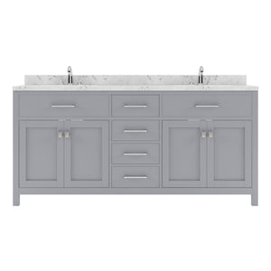 Virtu USA Caroline 72" Double Bath Vanity in Cashmere Gray with White Quartz Top and Square Sinks - Luxe Bathroom Vanities