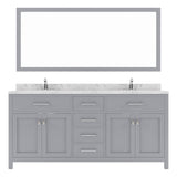 Virtu USA Caroline 72" Double Bath Vanity in Cashmere Gray with White Quartz Top and Square Sinks with Matching Mirror - Luxe Bathroom Vanities