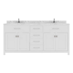 Virtu USA Caroline 72" Double Bath Vanity in Cashmere Gray with White Quartz Top and Square Sinks - Luxe Bathroom Vanities