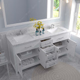 Virtu USA Caroline 72" Double Bath Vanity with White Quartz Top and Square Sinks with Matching Mirror