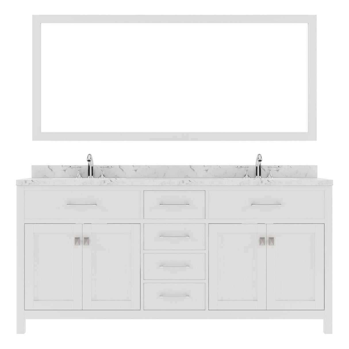 Virtu USA Caroline 72" Double Bath Vanity in Cashmere Gray with White Quartz Top and Square Sinks with Matching Mirror - Luxe Bathroom Vanities