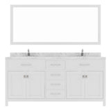 Virtu USA Caroline 72" Double Bath Vanity in Cashmere Gray with White Quartz Top and Square Sinks with Matching Mirror - Luxe Bathroom Vanities