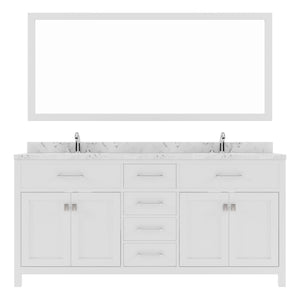 Virtu USA Caroline 72" Double Bath Vanity in Cashmere Gray with White Quartz Top and Square Sinks with Matching Mirror - Luxe Bathroom Vanities