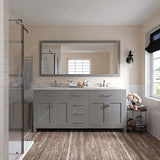 Virtu USA Caroline 72" Double Bath Vanity with White Quartz Top and Round Sinks with Matching Mirror