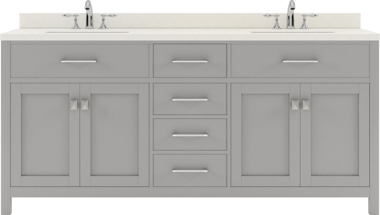 Virtu USA Caroline 72" Double Bath Vanity with White Quartz Top and Round Sinks