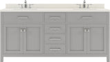 Virtu USA Caroline 72" Double Bath Vanity with White Quartz Top and Round Sinks