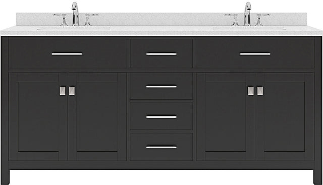 Virtu USA Caroline 72" Double Bath Vanity with Dazzle White Top and Round Sink - Luxe Bathroom Vanities Luxury Bathroom Fixtures Bathroom Furniture