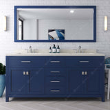 Virtu USA Caroline 72" Double Bath Vanity with White Quartz Top and Round Sinks with Matching Mirror