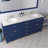 Virtu USA Caroline 72" Double Bath Vanity with White Quartz Top and Round Sinks with Matching Mirror