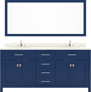 Virtu USA Caroline 72" Double Bath Vanity with White Quartz Top and Round Sinks with Brushed Nickel Faucets with Matching Mirror - Luxe Bathroom Vanities