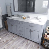 Virtu USA Caroline 72" Double Bath Vanity with White Quartz Top and Round Sinks with Matching Mirror