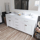 Virtu USA Caroline 72" Double Bath Vanity with White Quartz Top and Round Sinks with Matching Mirror