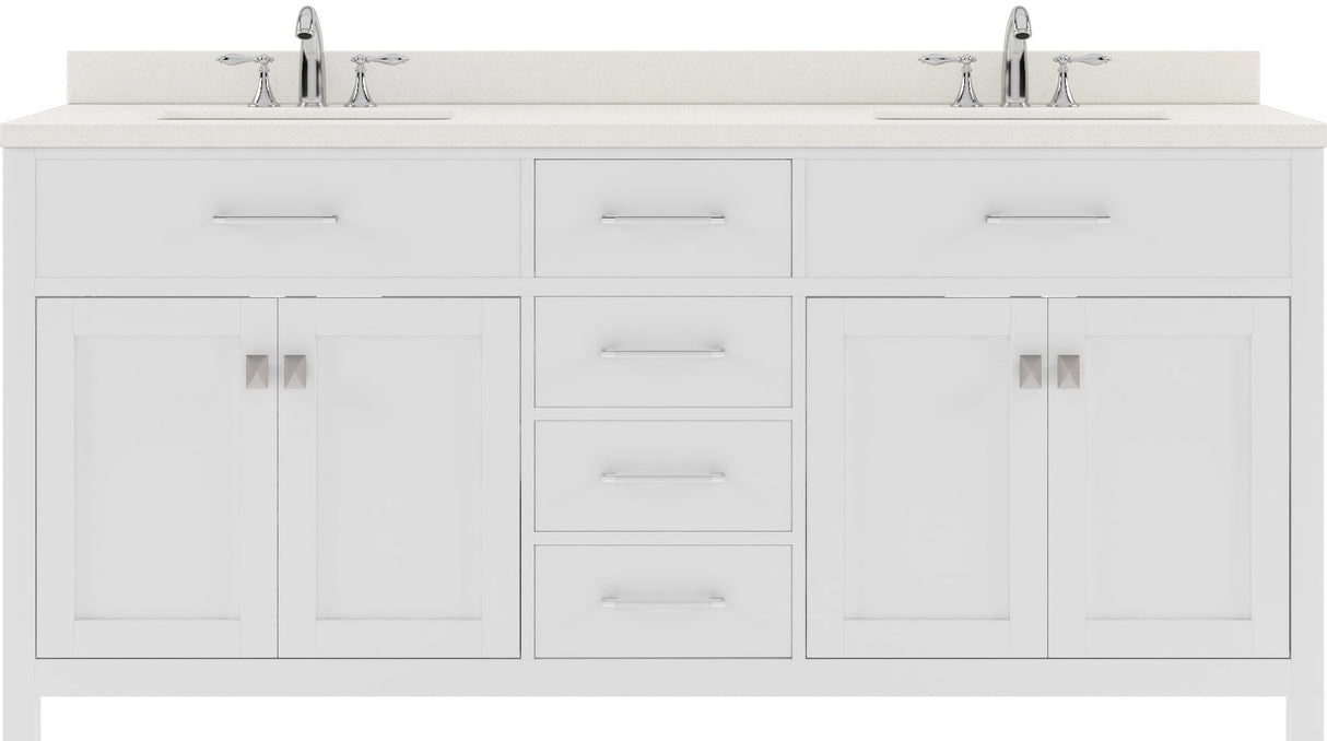 Virtu USA Caroline 72" Double Bath Vanity with White Quartz Top and Round Sinks - Luxe Bathroom Vanities