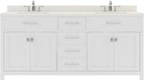 Virtu USA Caroline 72" Double Bath Vanity with White Quartz Top and Round Sinks - Luxe Bathroom Vanities