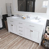 Virtu USA Caroline 72" Double Bath Vanity in Cashmere Gray with White Quartz Top and Square Sinks