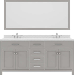 Virtu USA Caroline 72" Double Bath Vanity with Dazzle White Top and Square Sink with Mirror - Luxe Bathroom Vanities Luxury Bathroom Fixtures Bathroom Furniture