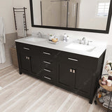 Virtu USA Caroline 72" Double Bath Vanity with White Quartz Top and Square Sinks with Brushed Nickel Faucets with Matching Mirror