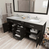 Virtu USA Caroline 72" Double Bath Vanity with White Quartz Top and Square Sinks with Matching Mirror