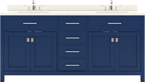 Virtu USA Caroline 72" Double Bath Vanity in Cashmere Gray with White Quartz Top and Square Sinks